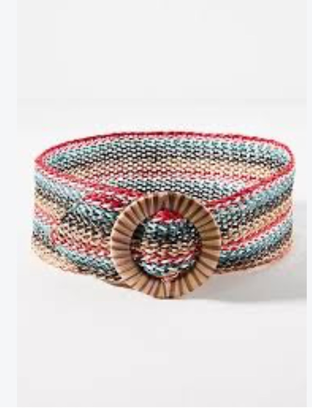 Anthropologie Multicolor Woven Belt XS Round Striped Buckle Boho